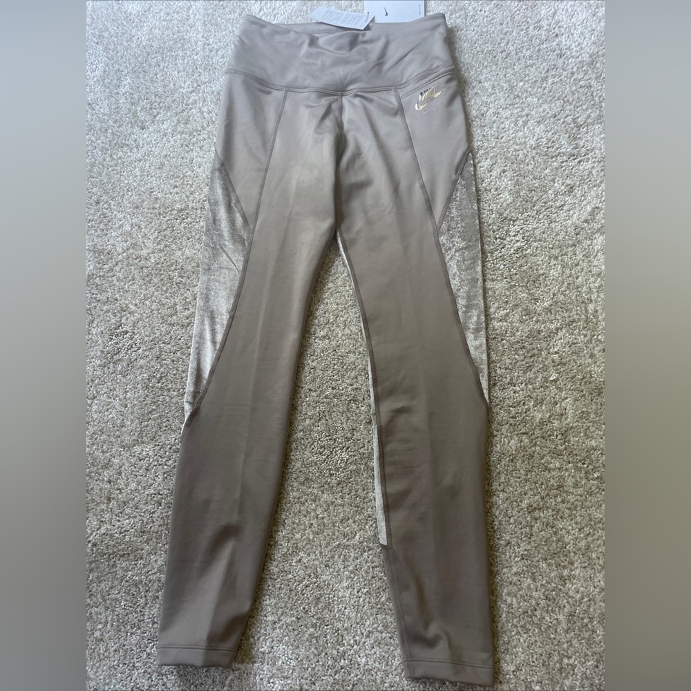 Nike Fast Tight Velvet Panel Running Leggings PocketsDV7236 087 $70 Silver Beige